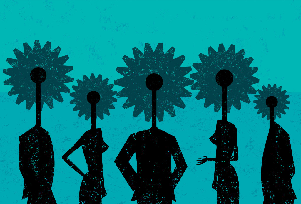 Diverse Business Team
A business team with heads as connecting gears. The people are on a separate labeled layer from the background.